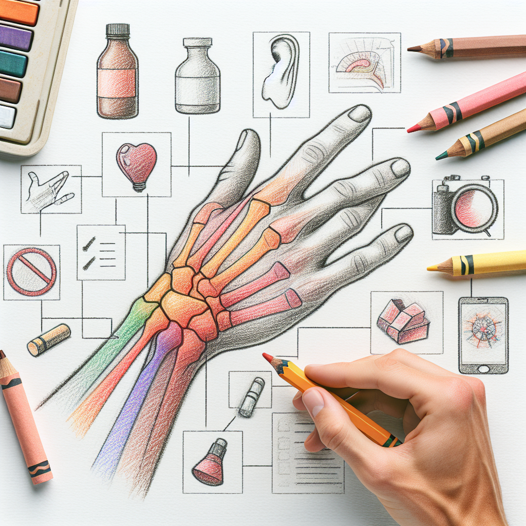 Pastelková ilustrace znázorňující téma: Zdraví a péče