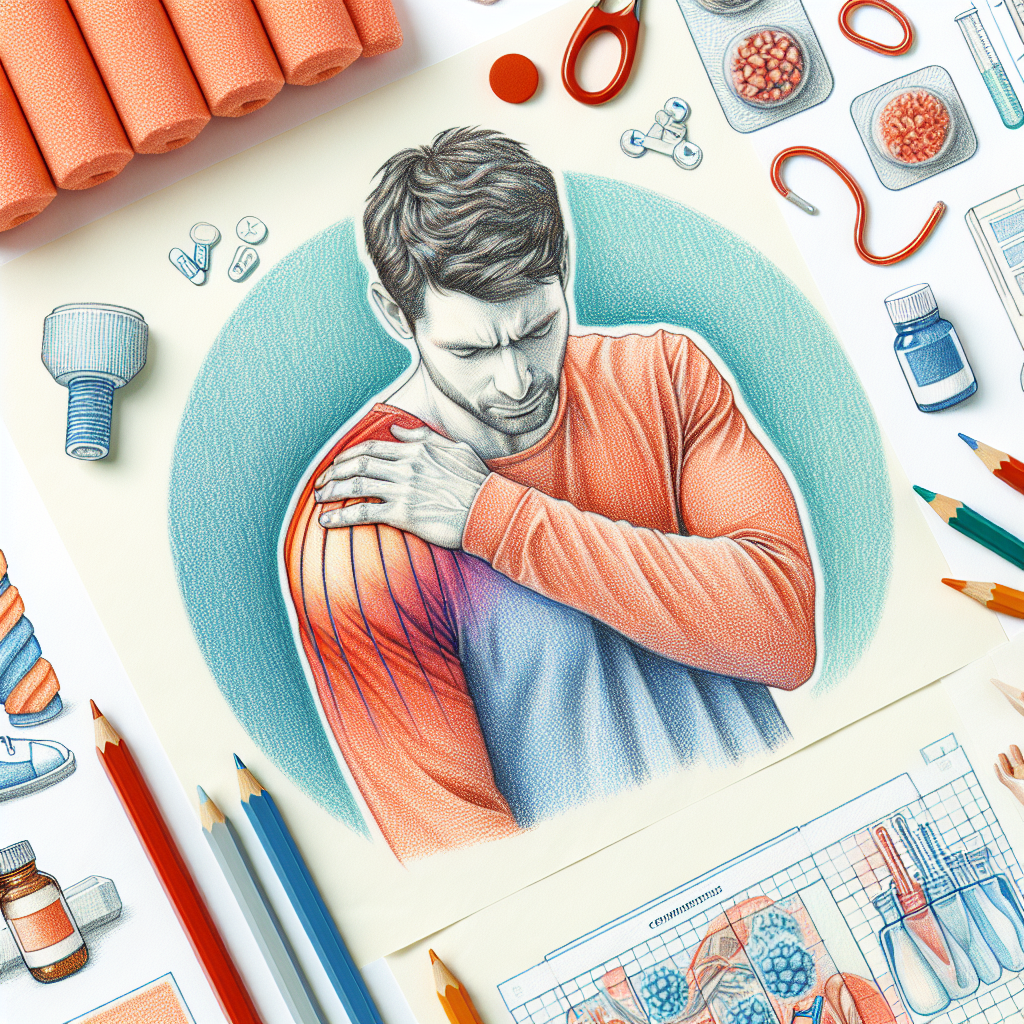 Pastelková ilustrace znázorňující téma: Bolest ramene