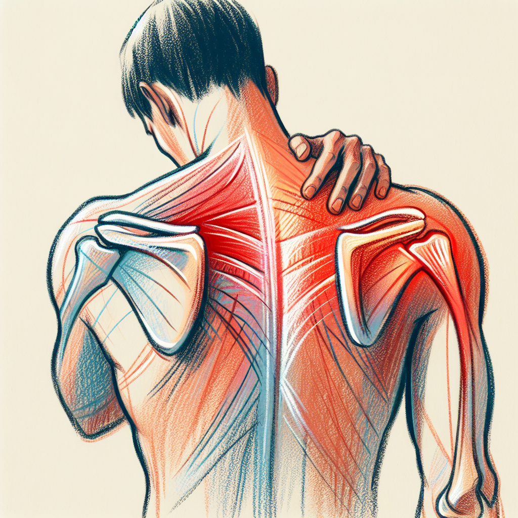 Pastelková ilustrace znázorňující téma: Bolest zad