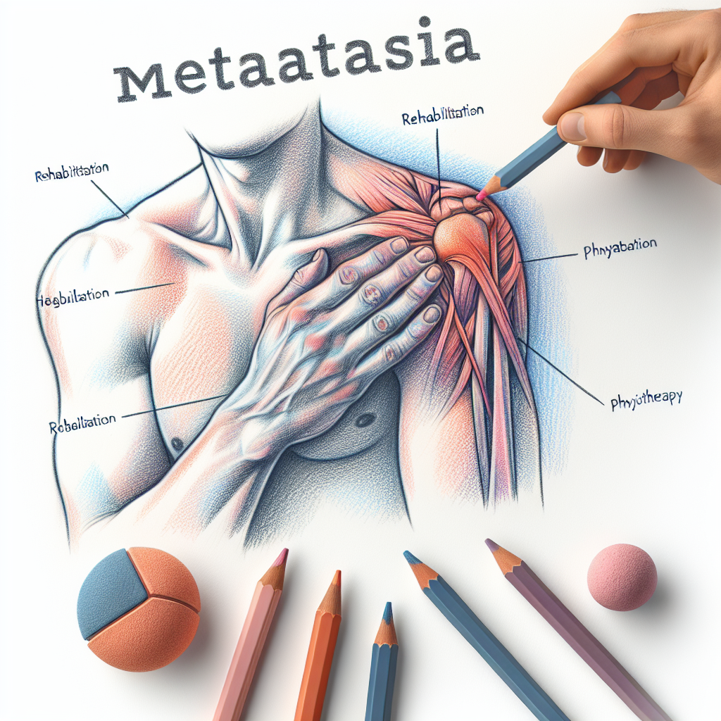Pastelková ilustrace znázorňující téma: Rehabilitace a fyzioterapie