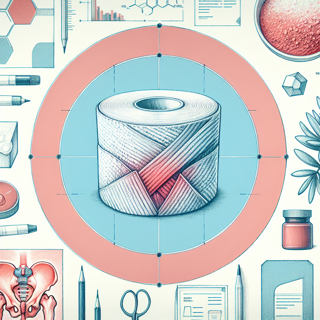 Central toilet paper roll within red and blue concentric circles, surrounded by medical and lab-themed drawings.